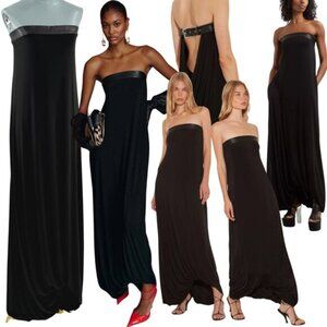 🆕 RAT & BOA 🧿 NWOT Antonie Draped Maxi Dress with Leather Belt, Black Sz S / M